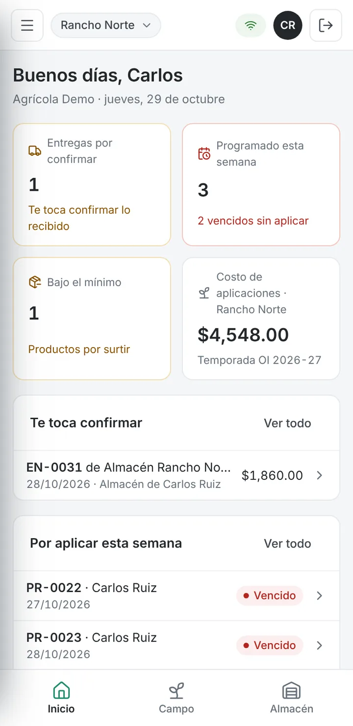 Pantalla de inicio de terraone en un celular